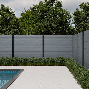 Composite Fence Panel Kit | 1.8m x 1.8m | Includes Panels, Post and Fixings | Waterflow Grain Design (ProFence) – Smoke White
