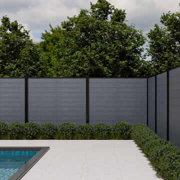 Composite Fence Panel Kit | 1.8m x 1.8m | Includes Panels, Post and Fixings | Waterflow Grain Design (ProFence) – Light Grey