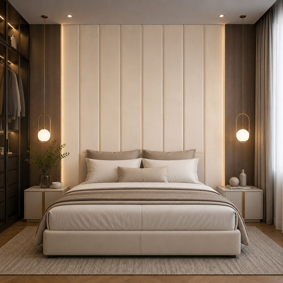 BRITWALL GrandBaguette Wall Panel Desert Sand Luxury Textured Feature Wall Cladding Interior 550x2400x55mm - Pack of 2