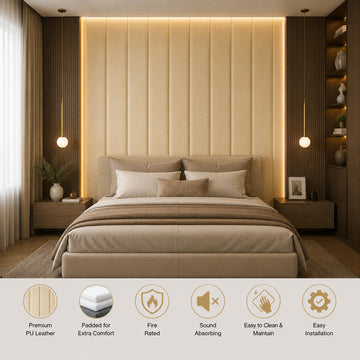 BRITWALL GrandBaguette Wall Panel Suede Gold Luxury Textured Feature Wall Cladding Interior 550x2400x55mm - Pack of 2