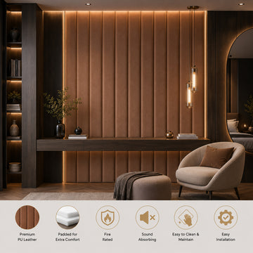 BRITWALL GrandBaguette Wall Panel Espresso Brown Luxury Textured Feature Wall Cladding 550x2400x55mm - Pack of 2