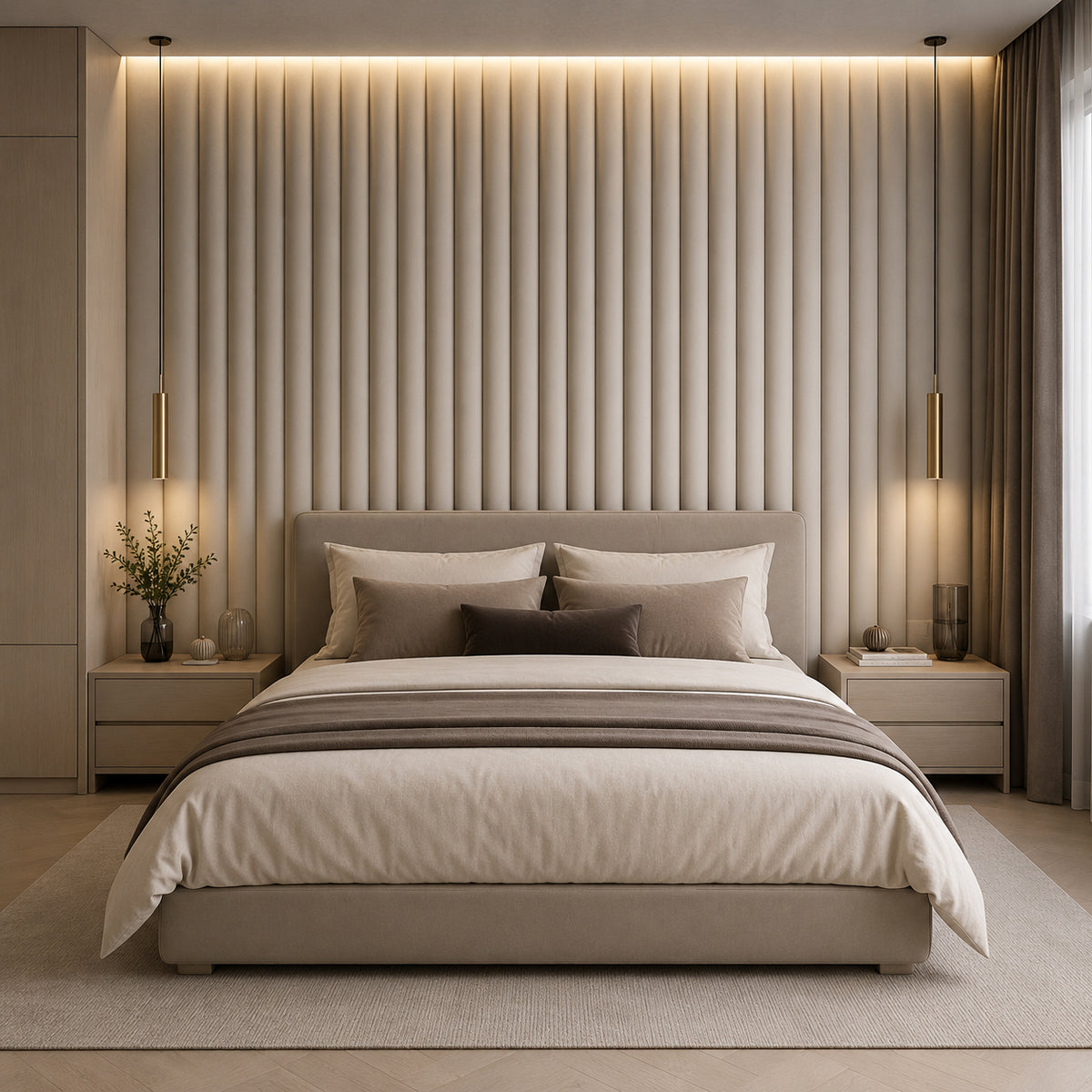 BRITWALL CastleCurve Wall Panel Mink Grey Decorative Feature Wall Panel Interior Cladding 500x2400x45mm - Pack of 2