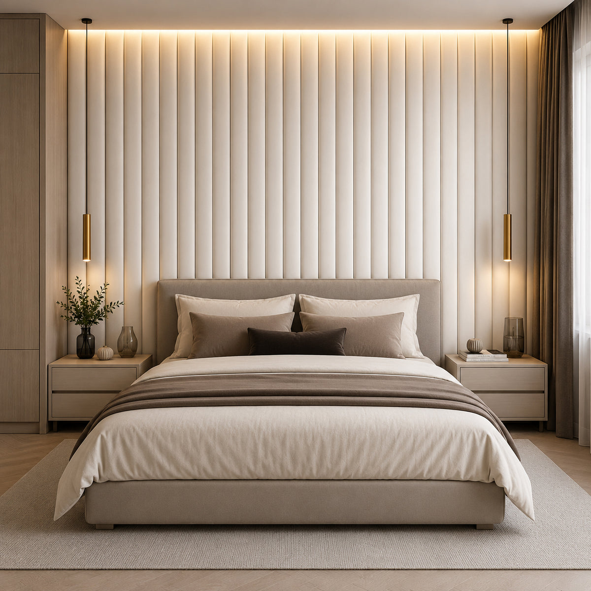 BRITWALL CastleCurve Wall Panel Champagne Cream Decorative Feature Wall Panel Interior Cladding 500x2400x45mm - Pack of 2