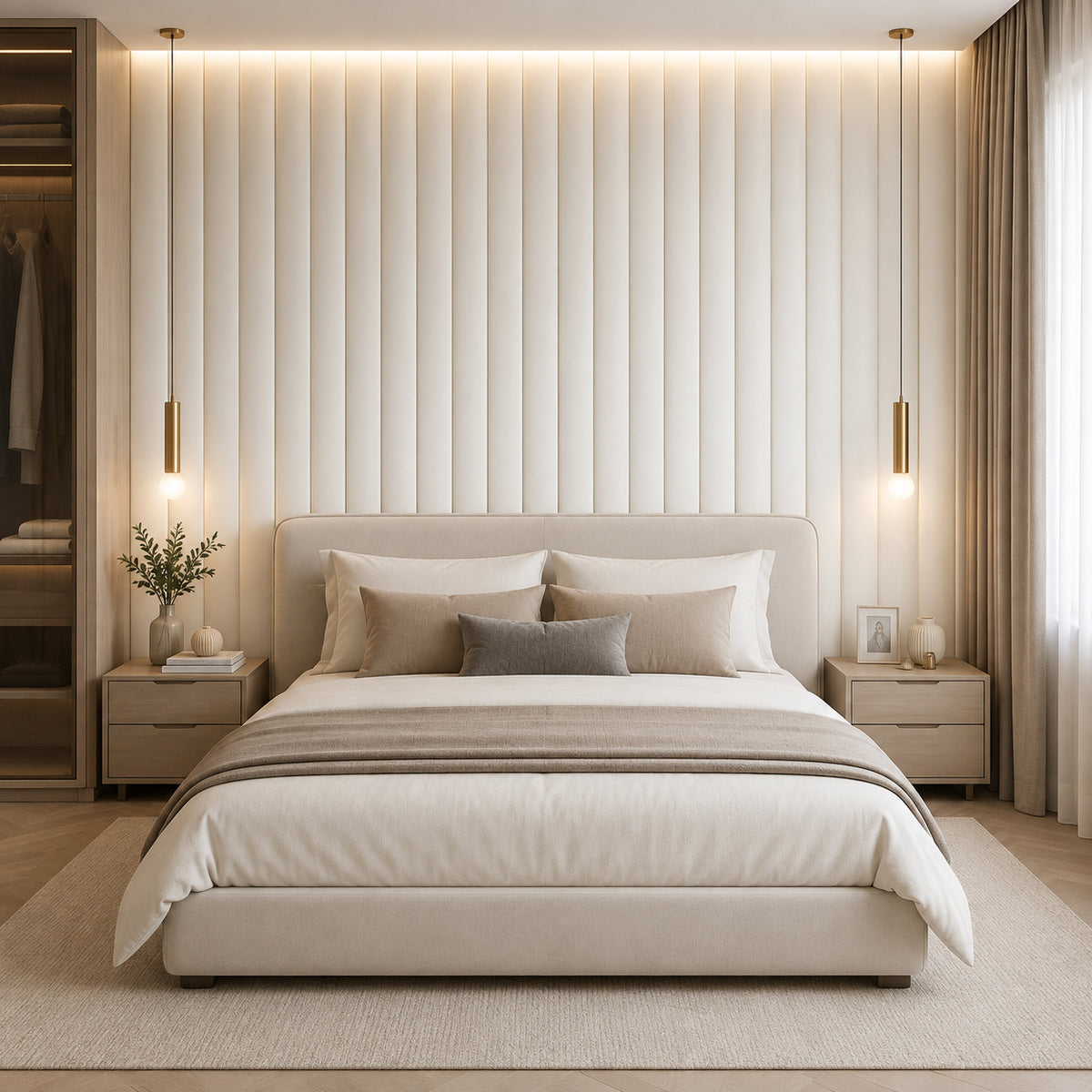 BRITWALL CastleCurve Wall Panel Soft Ecru Mist Decorative Feature Wall Panel Interior Cladding 500x2400x45mm - Pack of 2