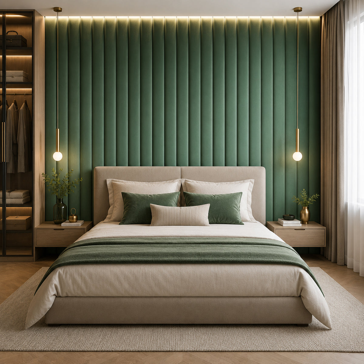 BRITWALL CastleCurve Wall Panel Emerald Luxe Decorative Feature Wall Panel Interior Cladding 500x2400x45mm - Pack of 2