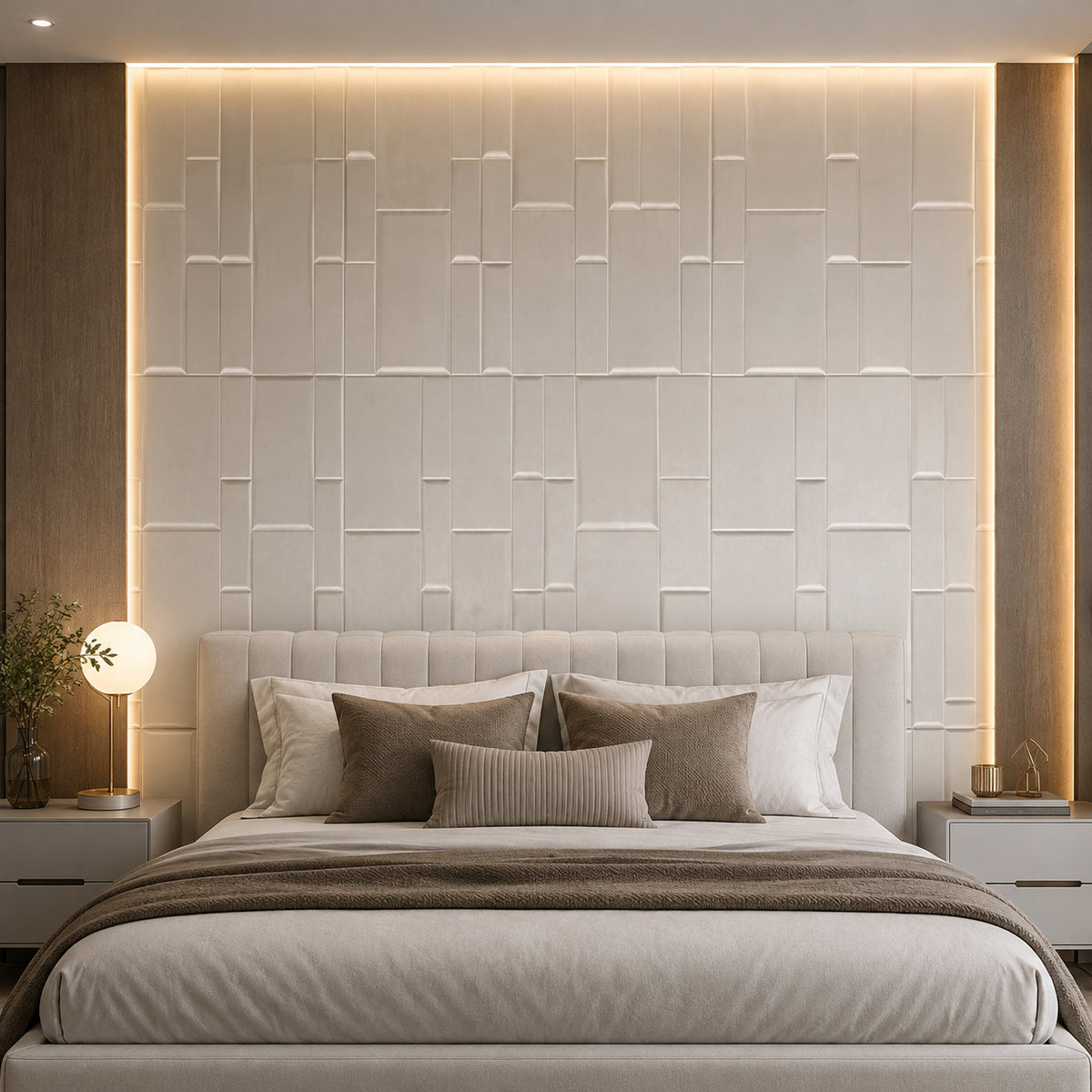 BRITWALL SlimLine Self Adhesive Wall Panel Mink Grey Slim Profile Decorative Interior Feature Wall Cladding 600x2400x12mm - Pack of 2