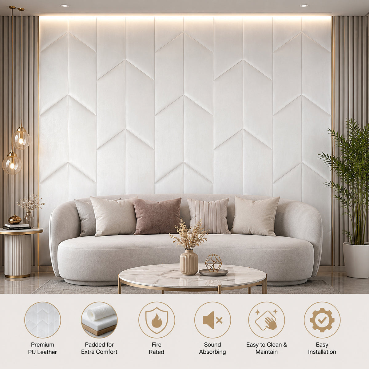 BRITWALL UrbanEdge Self Adhesive Wall Panel Soft Ecru Mist Decorative Feature Wall Panel Interior Cladding 600x2400x25mm - Pack of 2