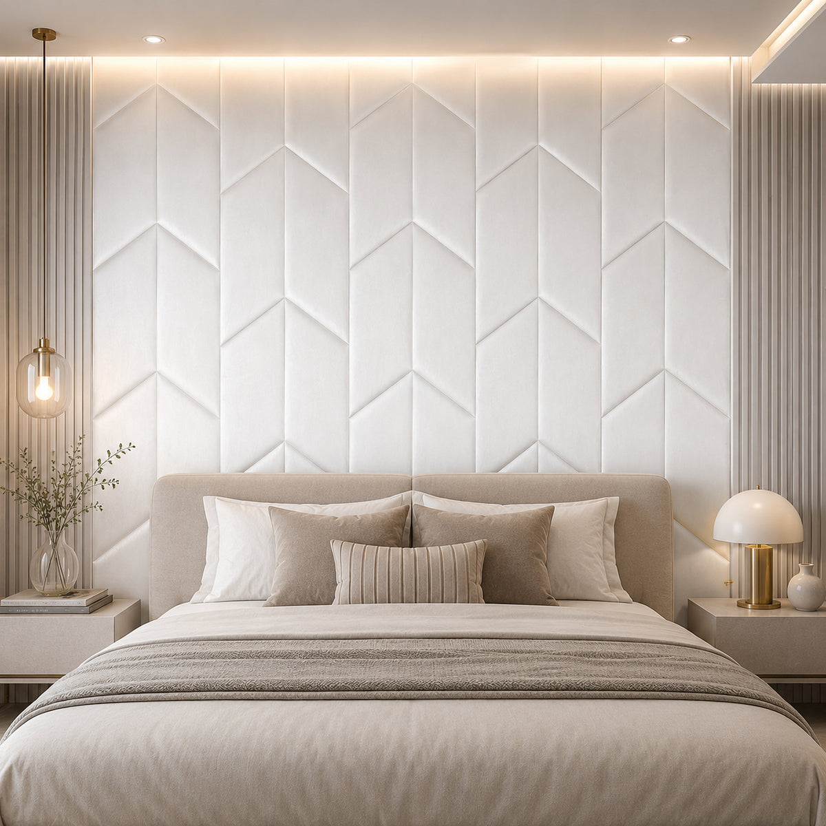BRITWALL UrbanEdge Self Adhesive Wall Panel Soft Ecru Mist Decorative Feature Wall Panel Interior Cladding 600x2400x25mm - Pack of 2