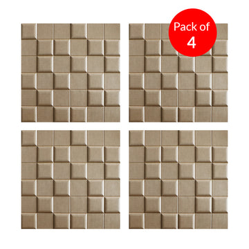 Cube Artistic Realm 3D PU Leather Wall Panels - 60x60cms, 10mm Thickness Size 600 x 600 mm (Pack of 4)