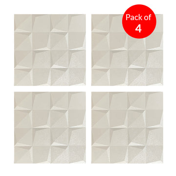 Luxury Angular 3D Grid PU Leather Wall Panels - 60x60cms, 10mm Thickness Size 600 x 600 mm (Pack of 4)