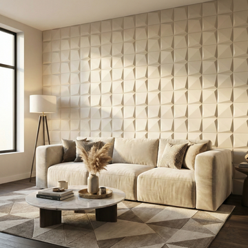 Britwall 3D PU Leather Wall Panel 600x600mm Luxury Angular Grid Pack of 4 – Luxury Angular