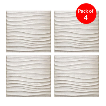 Nile Wave 3D Grid PU Leather Wall Panels - 60x60cms, 10mm Thickness Size 600 x 600 mm (Pack of 4)