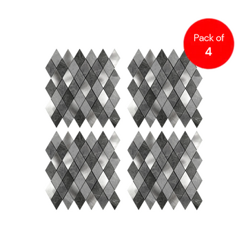 Pack of 4 Silver Slate Diamond Pattern Peel & Stick Aluminum Tile Size:295 x 295 x 4.5 mm