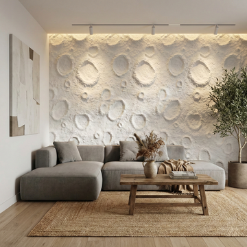 Britwall Moon Crater White PU Wall Panel 1200 × 600 mm Pack of 2 – White Textured Finish