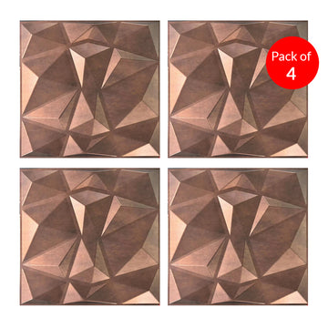 3D PVC Wall Panel, Faceted Diamond Design, Red Copper Rust, Size: 500x500x1mm (Pack of 4)