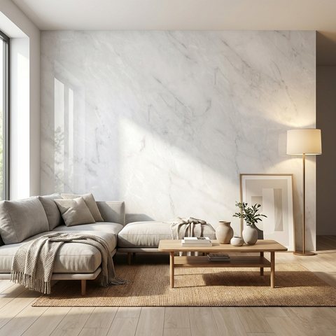 BRITWALL PVC Shower Panel Pack of 3 Light Grey Marble Effect Matt Waterproof Bathroom Wall Cladding 2400x1000x10mm