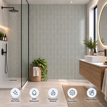 Britwall Shower Panel Waterproof Warm Linen Stone Matt Bathroom Wall Cladding 2400x1000mm - Pack of 3