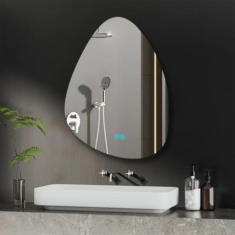 ENER-J Teardrop LED Bathroom Mirror 600x800mm – Dimmable 3 Colour Lighting, Anti-Fog Demister, Touch Sensor, Backlit Wall Mirror