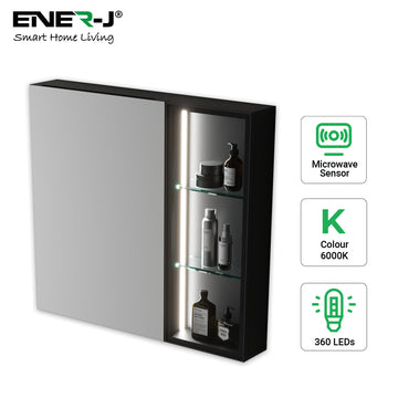 Ener-J LED Mirror Cabinet 75x68cm Black