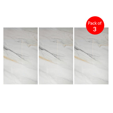 Premium High-Gloss Marble SPC Panels – Seamless 3-Piece Continuity | 1220 x 2440 x 4mm (Pack of 3)