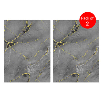 High-Gloss PET Charcoal Panel with Gilded Gray Marble Design (Pack of 2)