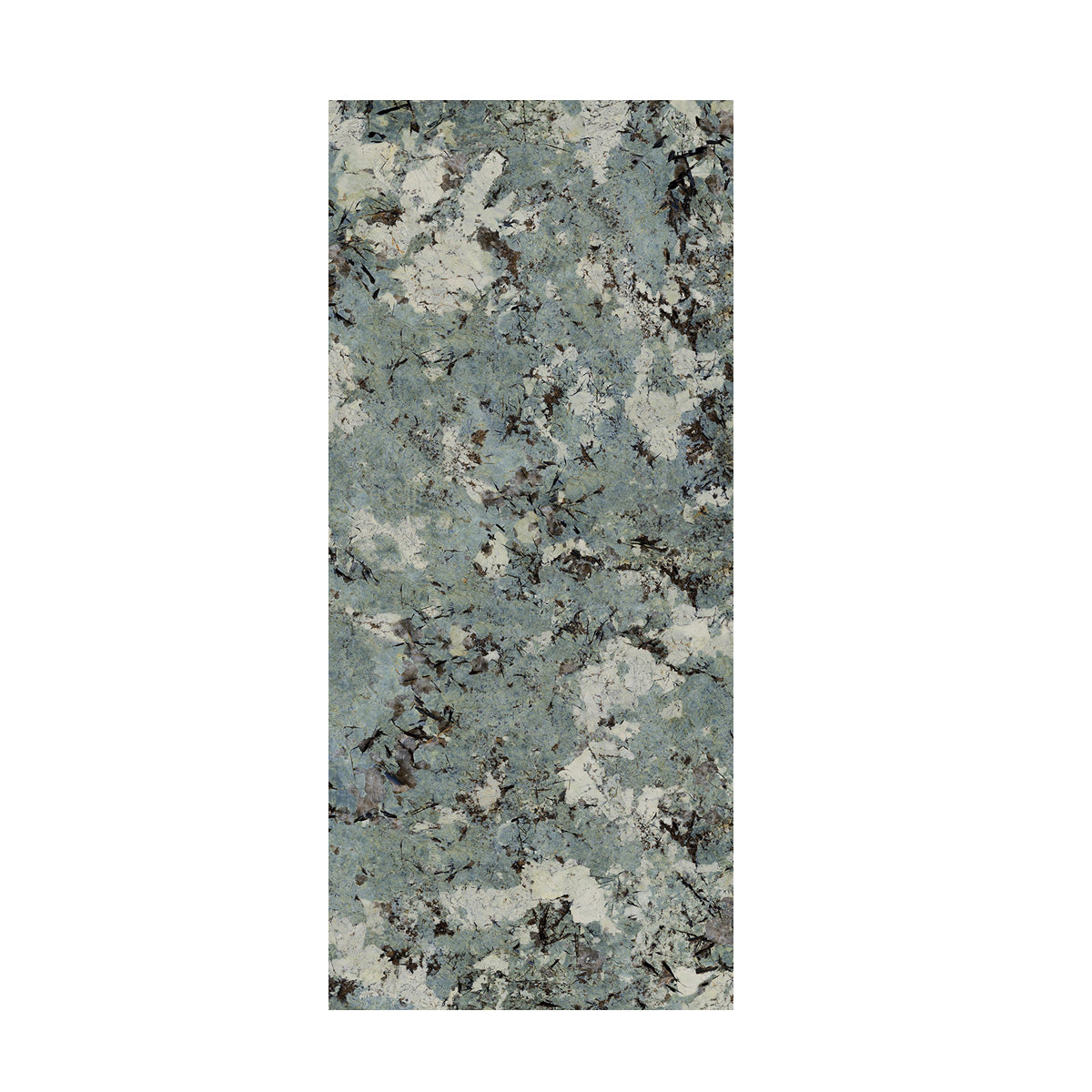 A rectangular area rug with a mottled stone pattern in slate blue, gray, beige, and dark brown, shown against a plain white background.