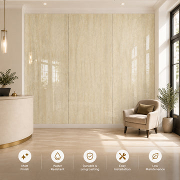 Britwall SPC Wall Panel Waterproof Coral Sand Stone Matt Tongue & Groove Interior Cladding 2400x1200x4mm