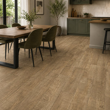 Pack of 10 SPC Flooring Antique Wood Embossed 1220 x 181 mm Waterproof Click Lock Vinyl Planks – Country Oak