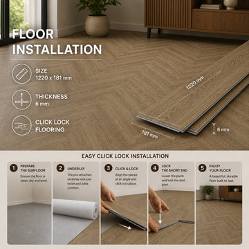 Pack of 20 SPC Herringbone Luxury Vinyl Flooring – Natural Oak, 1.72 Sq Meter Coverage, Wood Embossed Finish, Plank Size 625 x 125 mm, 6mm Thickness with 0.55mm Wear Layer, Waterproof Click Lock Flooring