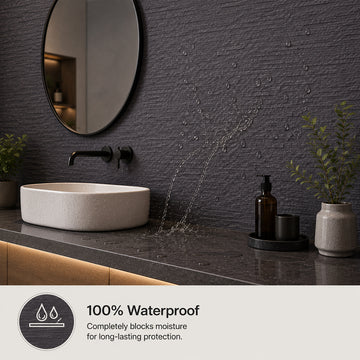 BRITWALL Midnight Ridge Flexible PU Stone Wall Panel | Modern 3D, Ultra Lightweight & Waterproof | 1200 x 600 mm | Pack of 2