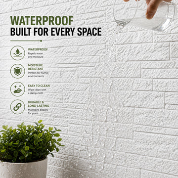 Britwall Soft & Flexible White PU Brick Wall Panel | 1200 x 600 mm Pack of 2 – 3D Faux Brick Texture