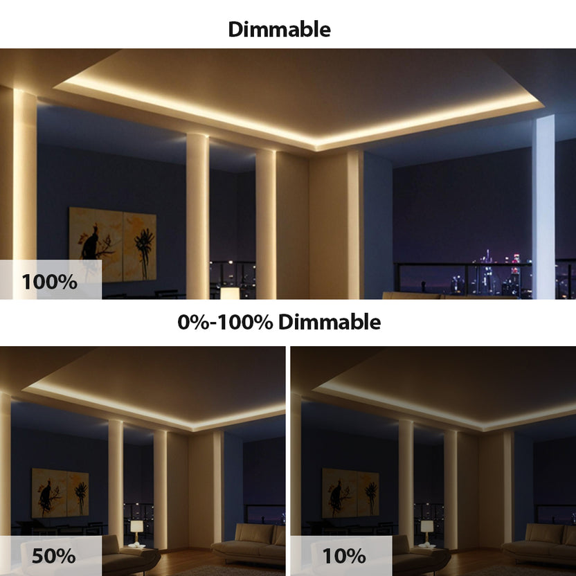 5m LED COB Strip Light 320 LEDs Per Metre 24V 4000K with RF Dimmer and 25W Power Supply
