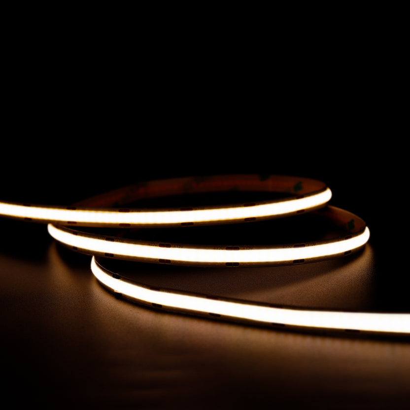 5m LED COB Strip Light 320 LEDs Per Metre 24V 3000K with RF Dimmer and 25W Power Supply