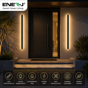 Ener-J Outdoor Acrylic Wall Light 120cm 24W Warm White IP65 Black