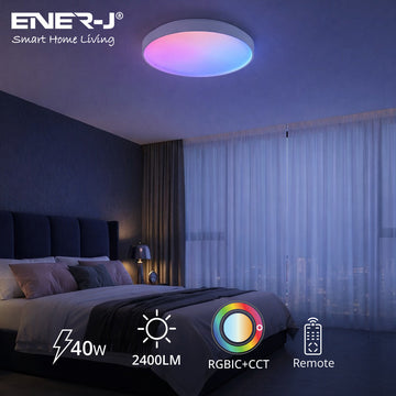 40W Scenic Surface LED Ceiling Light with multiple built-in modes, CCT+RGBIC, Round, Size: 380mm