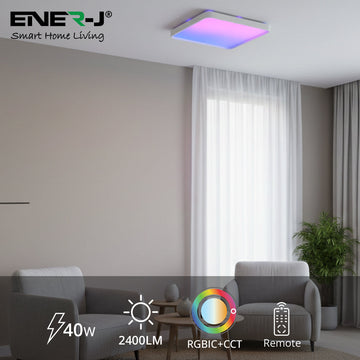 40W Scenic Surface LED Ceiling Light with multiple built-in modes, CCT+RGBIC, Square, Size: 380x380mm