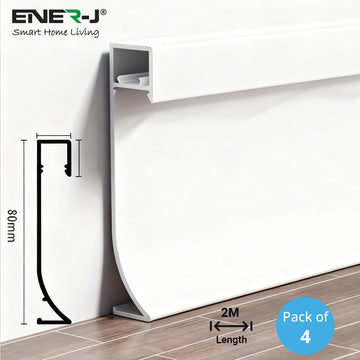 Aluminium skirting profile, flat stepped design, Thickness 1.1mm, Length 2 Meters‚ 80 mm height - Pack of 4
