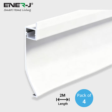 Aluminium skirting profile with, Thickness 1.1mm, Length 2 Meters ‚Rounded Edge and 71.3 mm height - Pack of 4