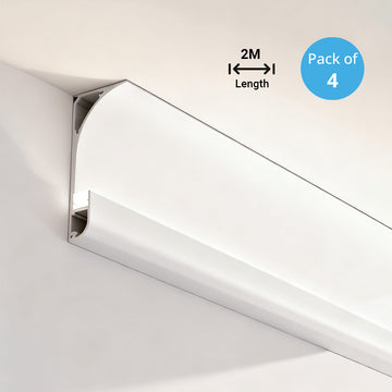 Heavy–duty aluminium skirting profile with a curved vertical rise, Thickness 1.2mm, Length 2 Meters‚ 60 mm height - Pack of 4