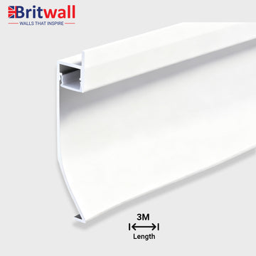 Aluminium skirting profile with a rounded edge, Thickness 1.1mm, Length 3 Meters‚ 71.3 mm height
