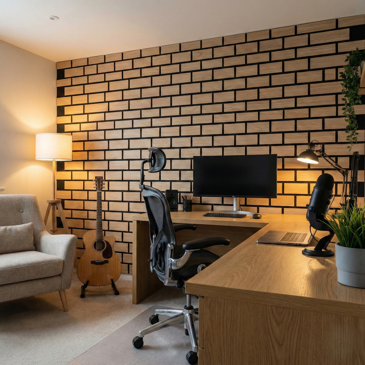 Brick Pattern Acoustic Wall Panel - PET + MDF | 610 x 690 x 17 mm - Pack of 4