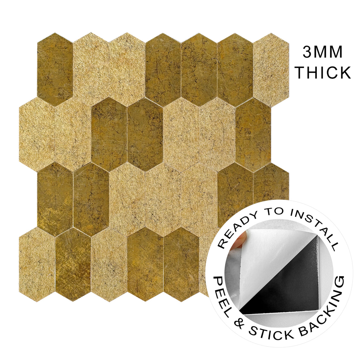 Pack of 4 Linear Glow Peel & Stick Aluminum Tile Size:300 x 300 x 4 mm
