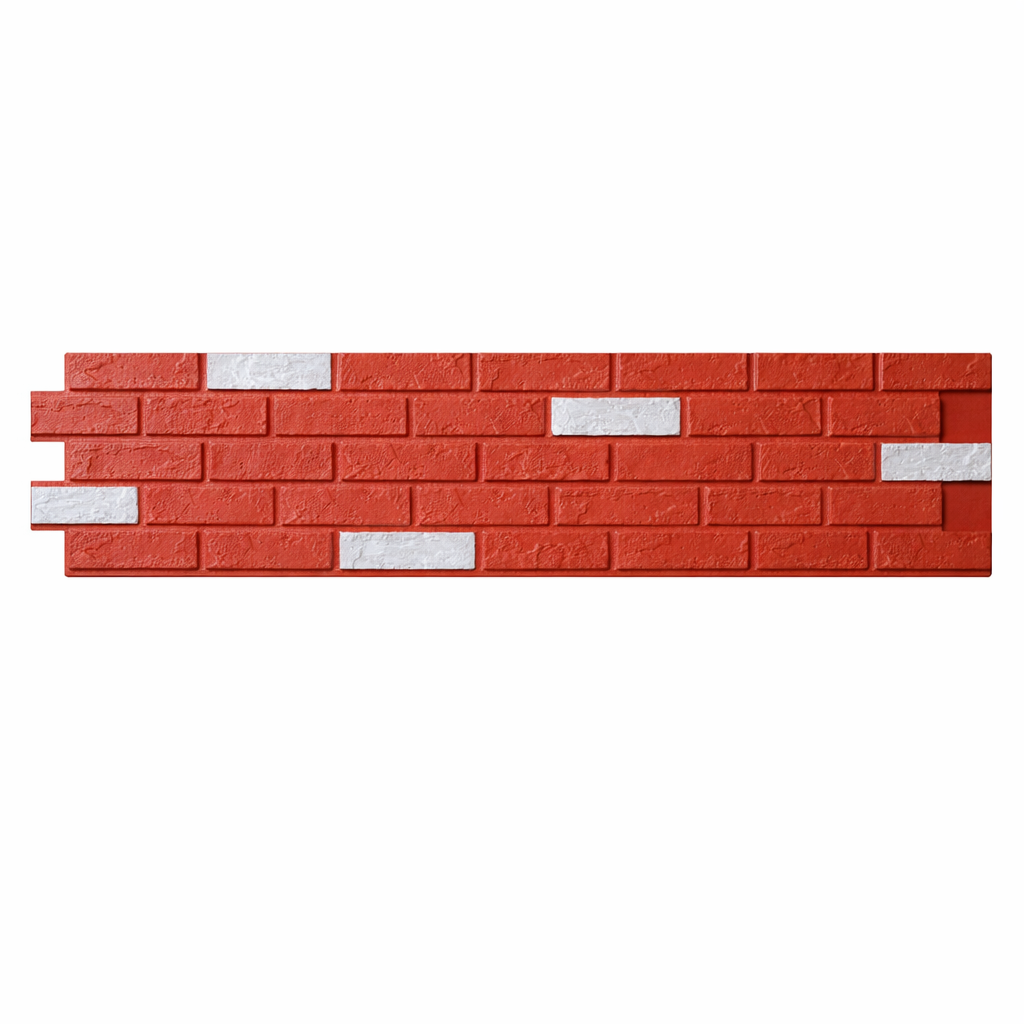 Mixed Red & White Brick style pattern Hard PU Wall Panel.  Size: 1160 x 300 x 25 mm Pack of 2