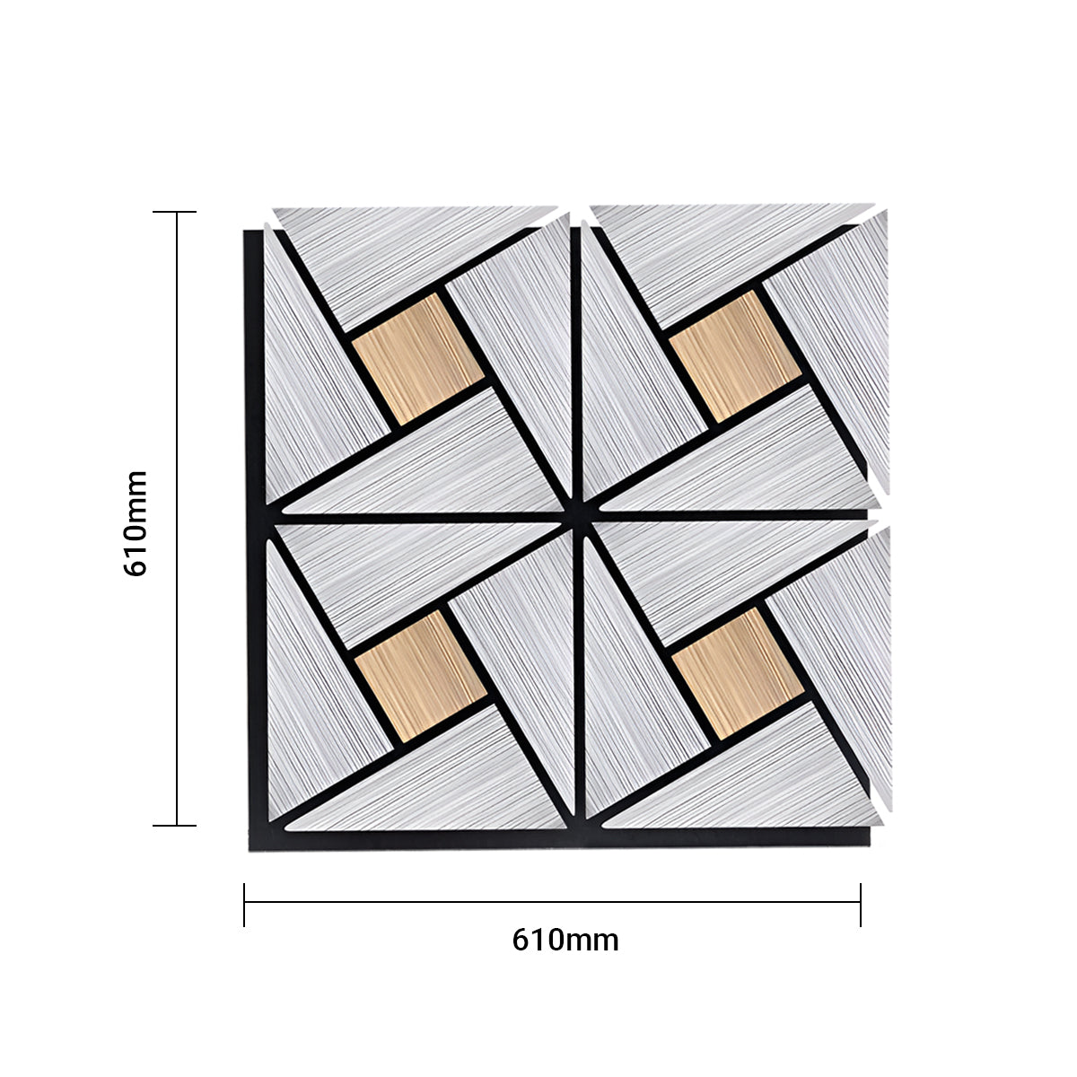 Geometric Acoustic Wall Panel - PET + MDF | 610 x 610 x 17 mm | Modern Soundproof Design Pack of 2