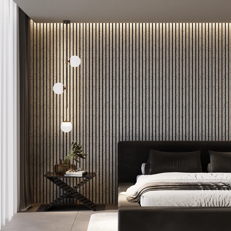 BRITWALL Linear Acoustic Wall Panel – Beige Gold Dot Design – 2400 × 600 × 21mm Pack of 2