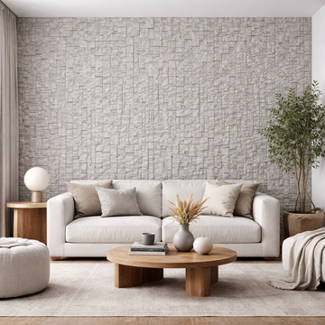 Hard PU Wall Panel –  Stacked Stone Pattern – Jade White Size: 1200 x 600 x 20 mm Pack of 2