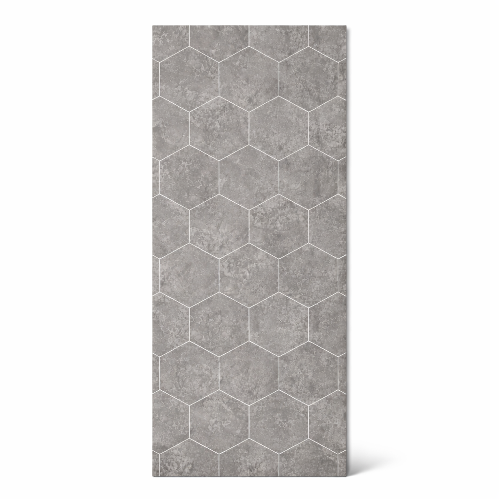 BRITWALL PVC Shower Panels Pack of 3 Dark Grey Hexagon Waterproof Bathroom Wall Cladding 2400x1000x10mm