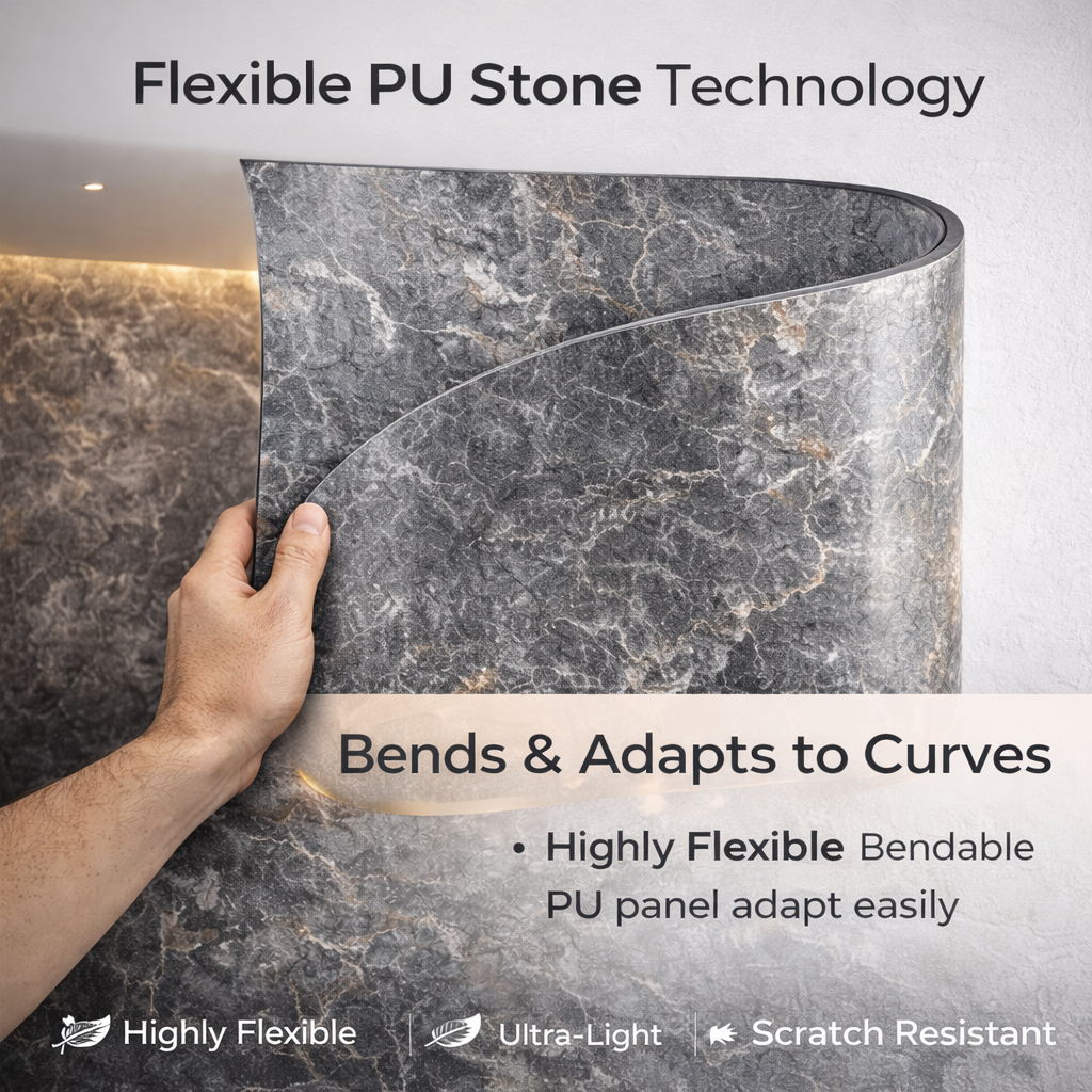 Pack of 2, BRITWALL Charcoal-Toned Flexible Marble Wall Panel Sheet | Soft PU Stone | 1200 x 600 mm | Ultra Lightweight, Waterproof, Heat & Scratch Resistant | DIY Friendly Decorative Wall Cladding