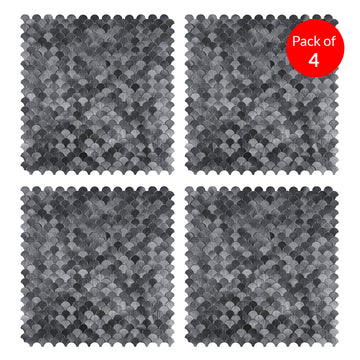 Pack of 4, Reflective Scallop-Pattern Peel & Stick Aluminum Tile Size:295 x 300 x 4 mm