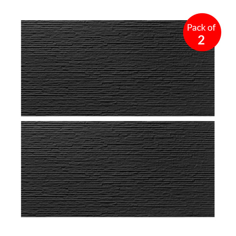 Pack of 2, BRITWALL Textured Midnight Ridge Flexible Stone Wall Panel | Soft PU Sheet | 1200 x 600 mm | Ultra Lightweight, Waterproof, Easy DIY Installation | Modern 3D Ridge Effect